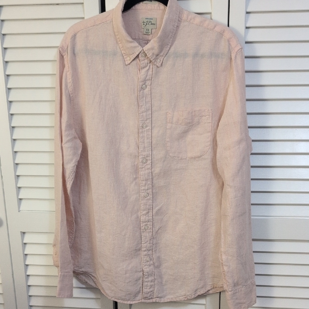 J. Crew Men's Baird McNutt Irish Linen Button-Down Shirt in Pale Pink